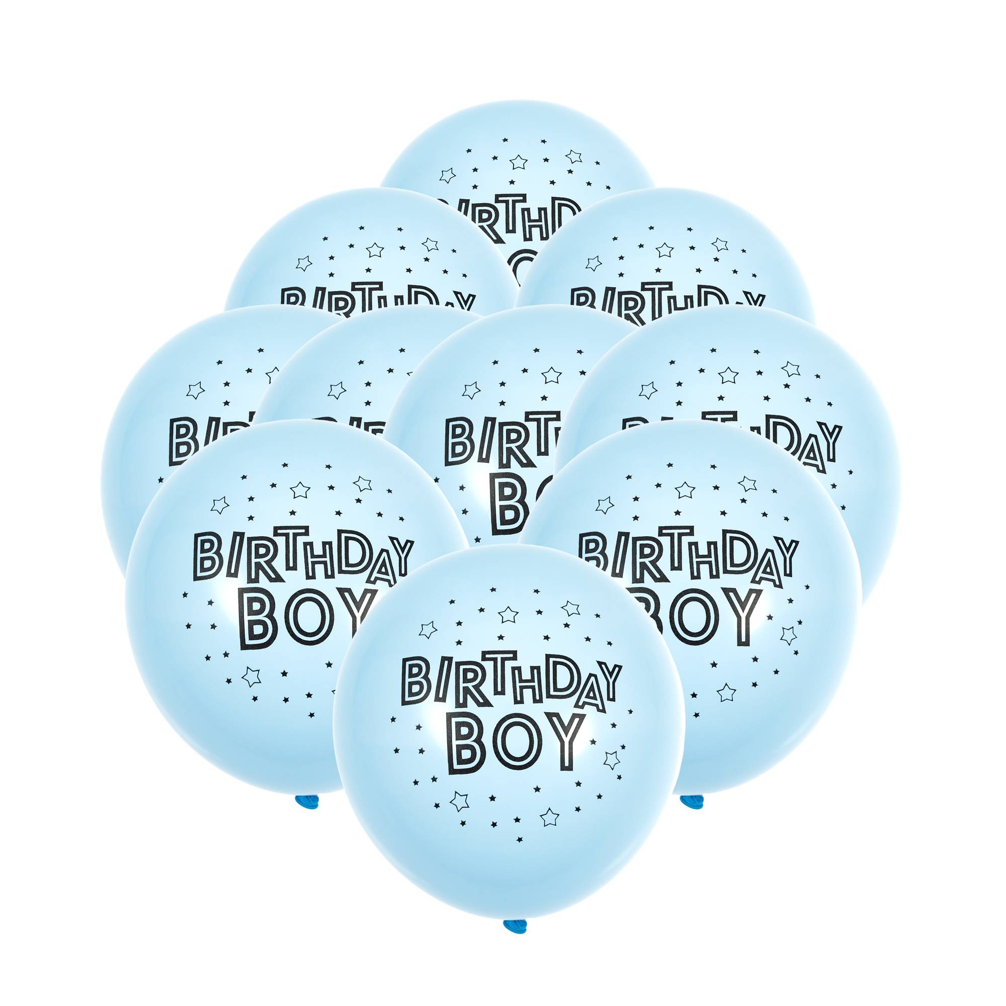 Blue Happy Birthday Latex Balloons 10 Pack