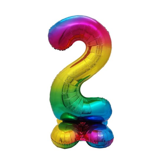 Standing Multicoloured Number 2 Balloon 90cm