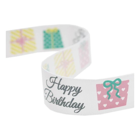 Pink Happy Birthday Satin Ribbon 19mm x 4m