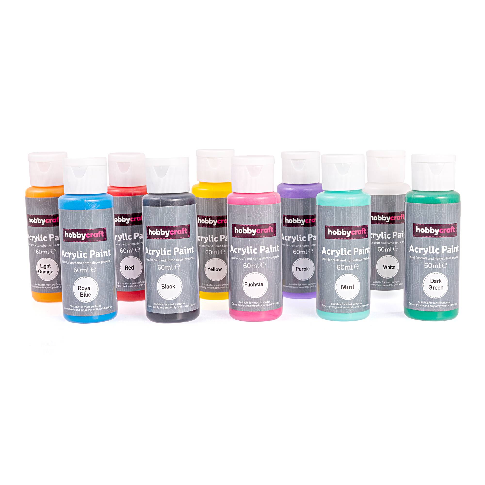 Bright Acrylic Craft Paint 60ml 10 Pack