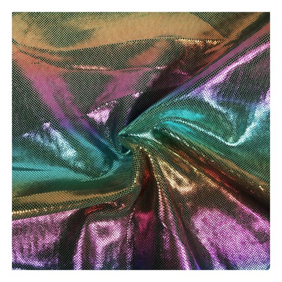 Green Rainbow Foil Fabric by the Metre