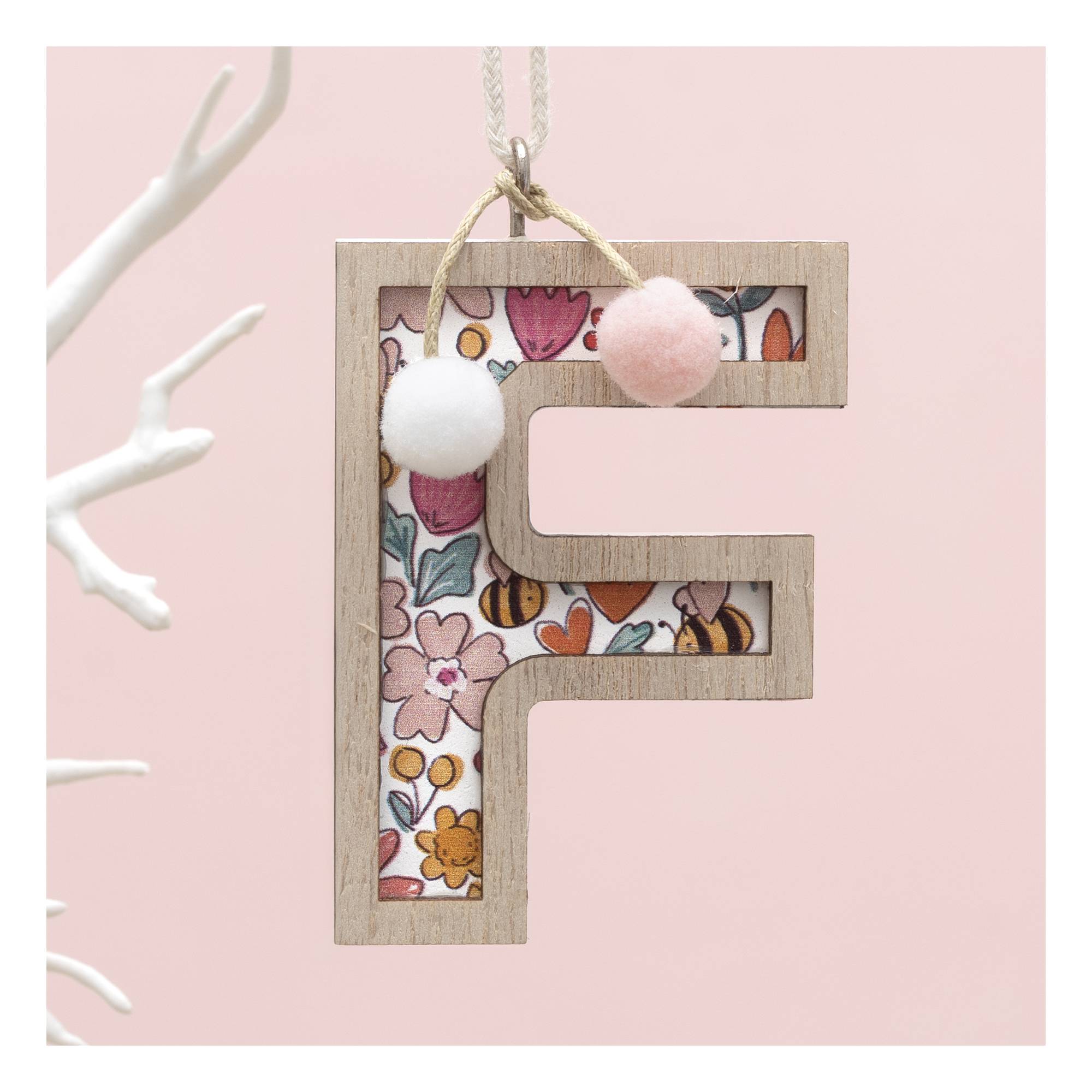 Hanging Wooden Letter F 7.5cm
