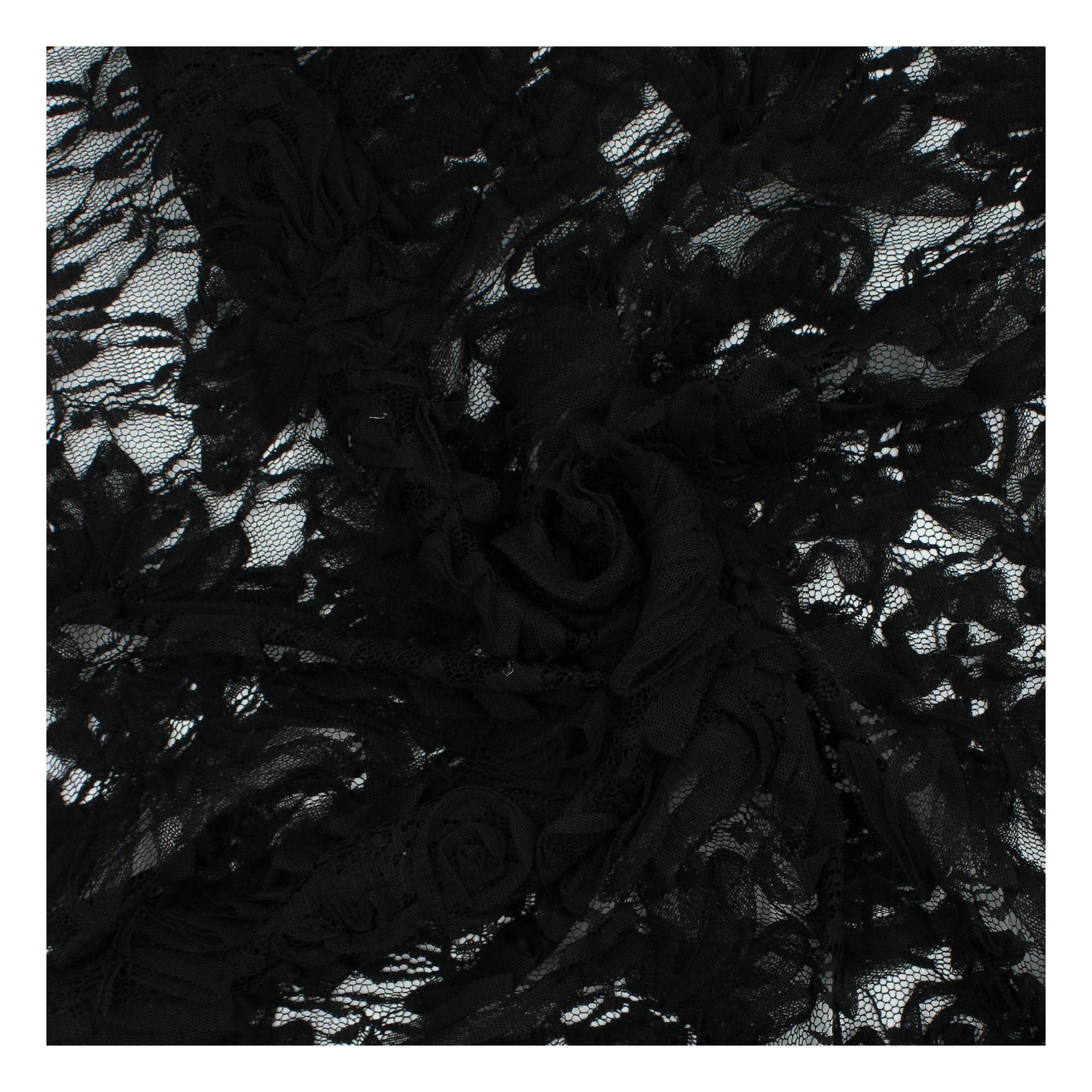 Black Floral Cornelli Lace Fabric by the Metre