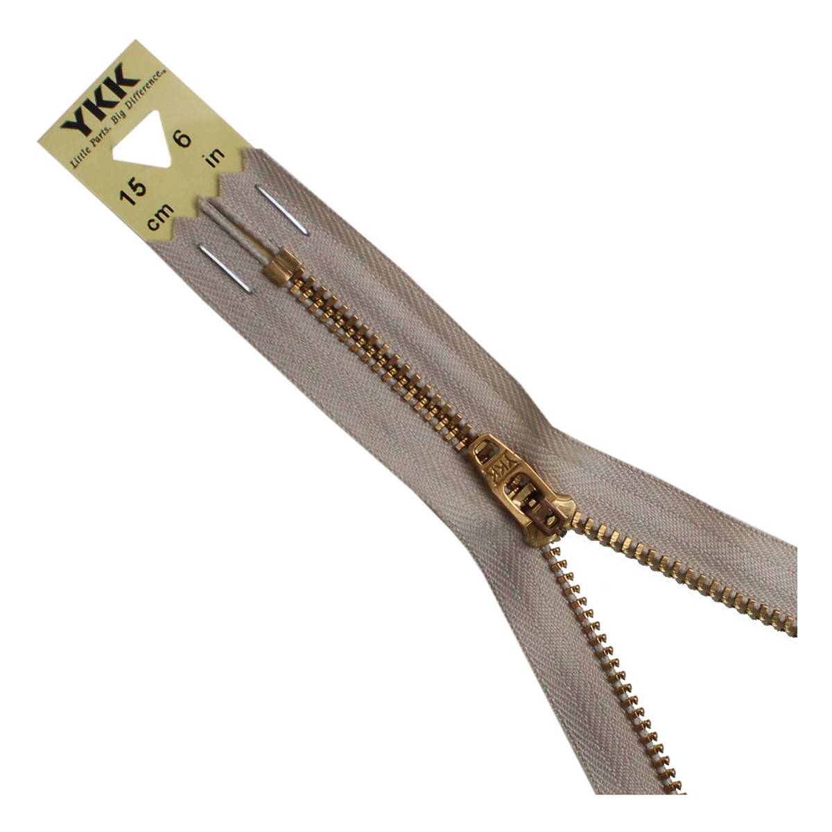 YKK Dark Beige Brass Jeans Zip 15cm