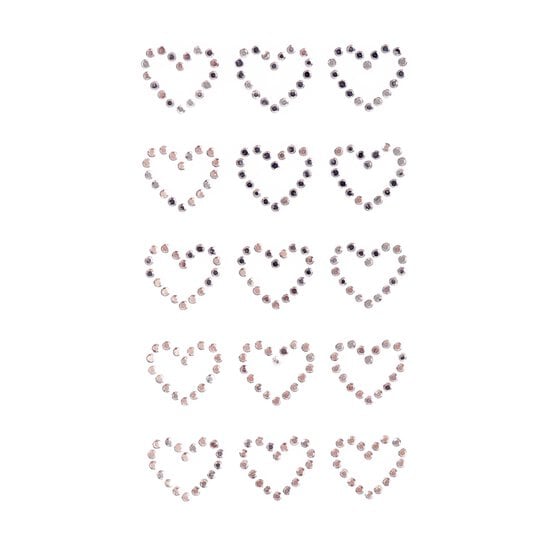 Heart Iron-On Gems 15 Pack