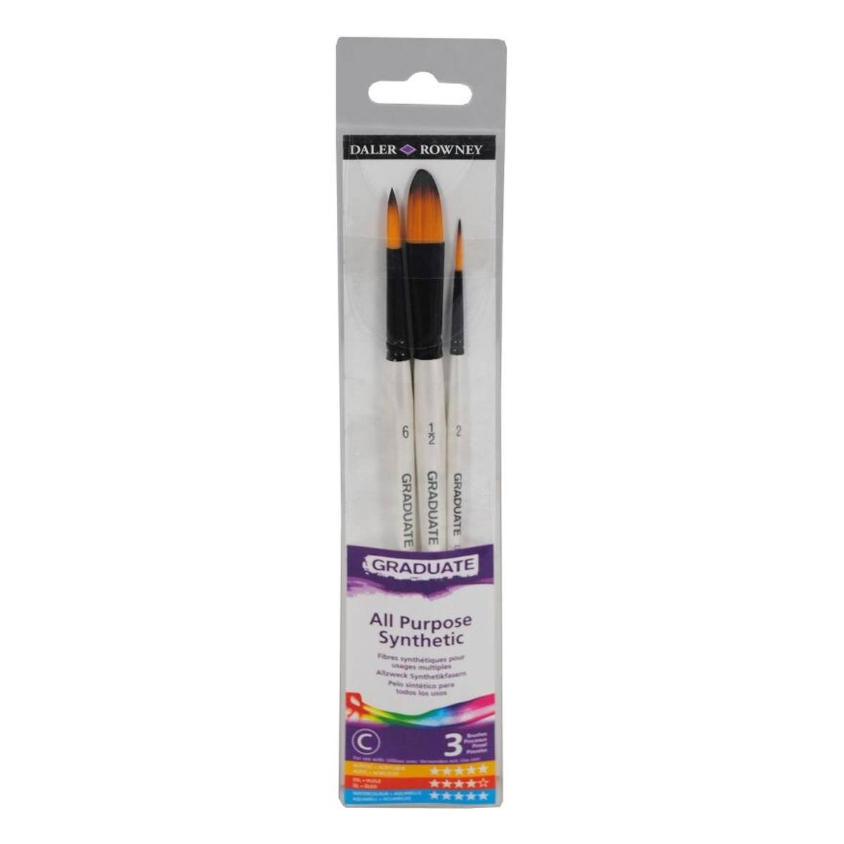 Daler-Rowney All Purpose Synthetic Brushes 3 Pack