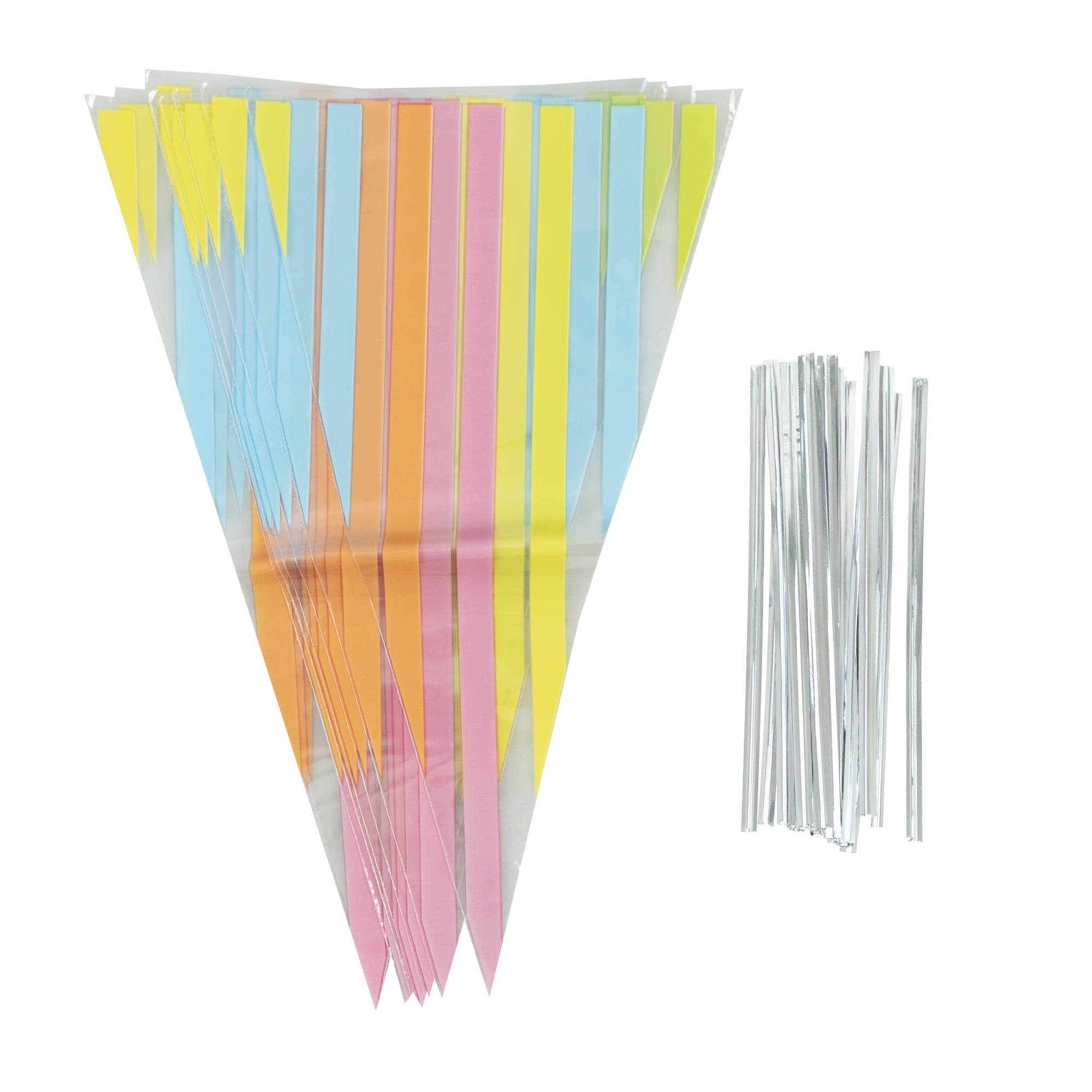 Whisk Pastel Stripe Cone Bags 10 Pack