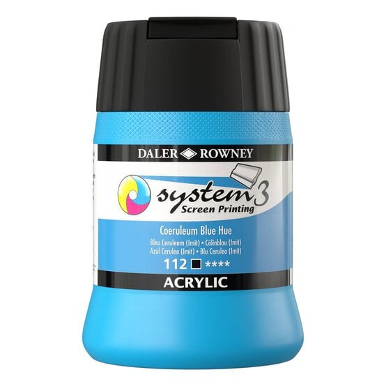 Daler-Rowney System3 Coeruleum Blue Screen Printing Acrylic Ink 250ml