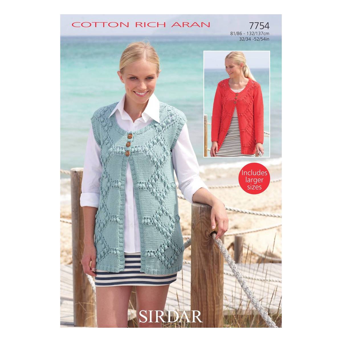 Sirdar Cotton Rich Aran Jacket and Waistcoat Digital Pattern 7754