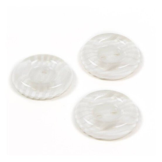 Hemline White Novelty Patterned Button3 Pack