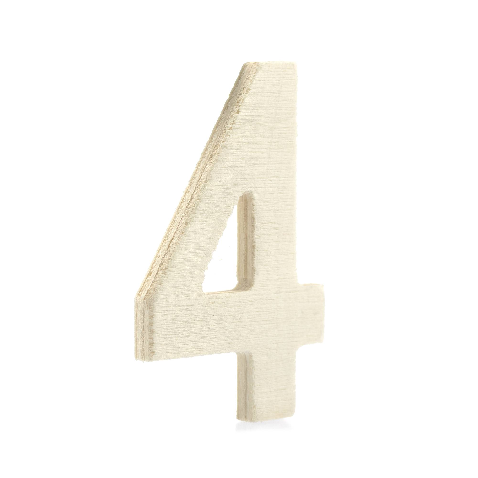 Small Wooden Number 4 6.5cm