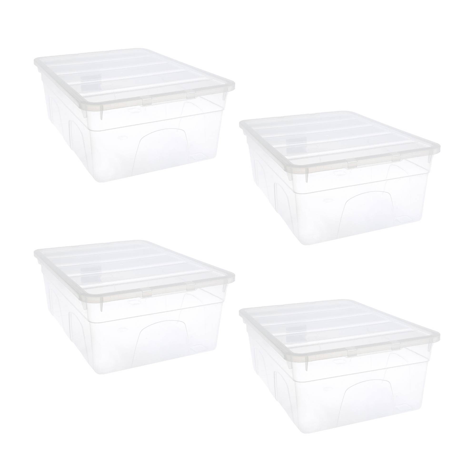 Whitefurze Mini Spacemaster 11 Litre Storage Box 4 Pack Bundle