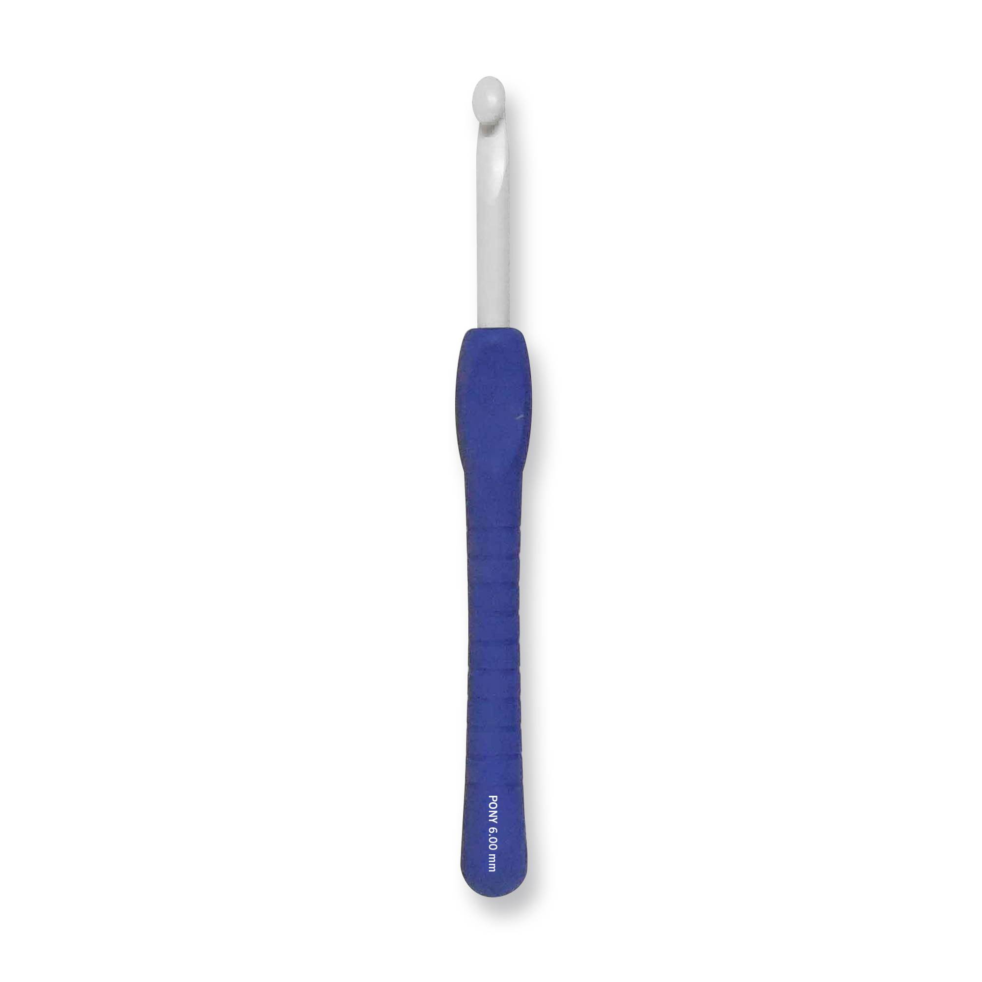 Pony Blue Easy Grip Crochet Hook 6mm x 14cm