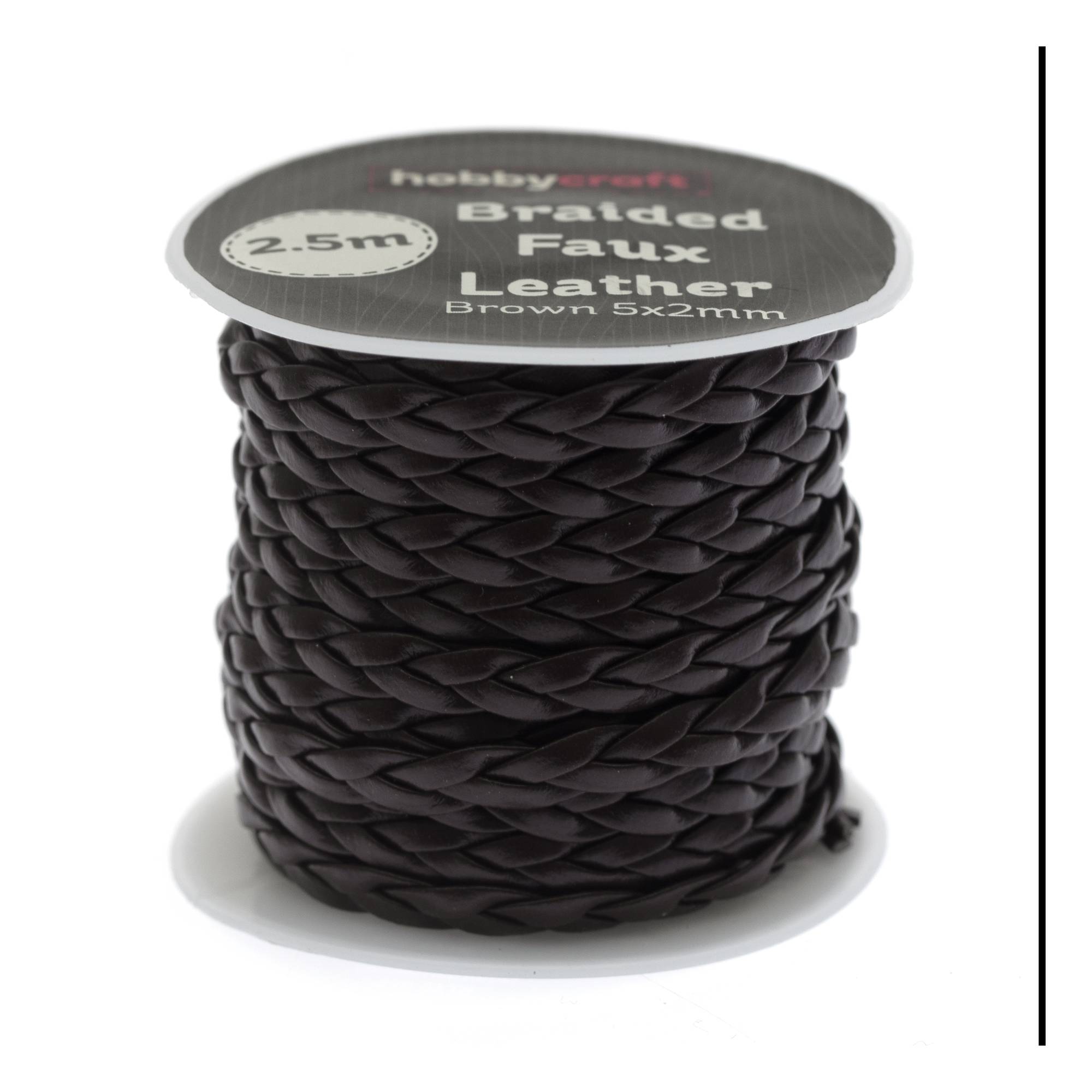 Brown Braided Faux Leather 2.5m