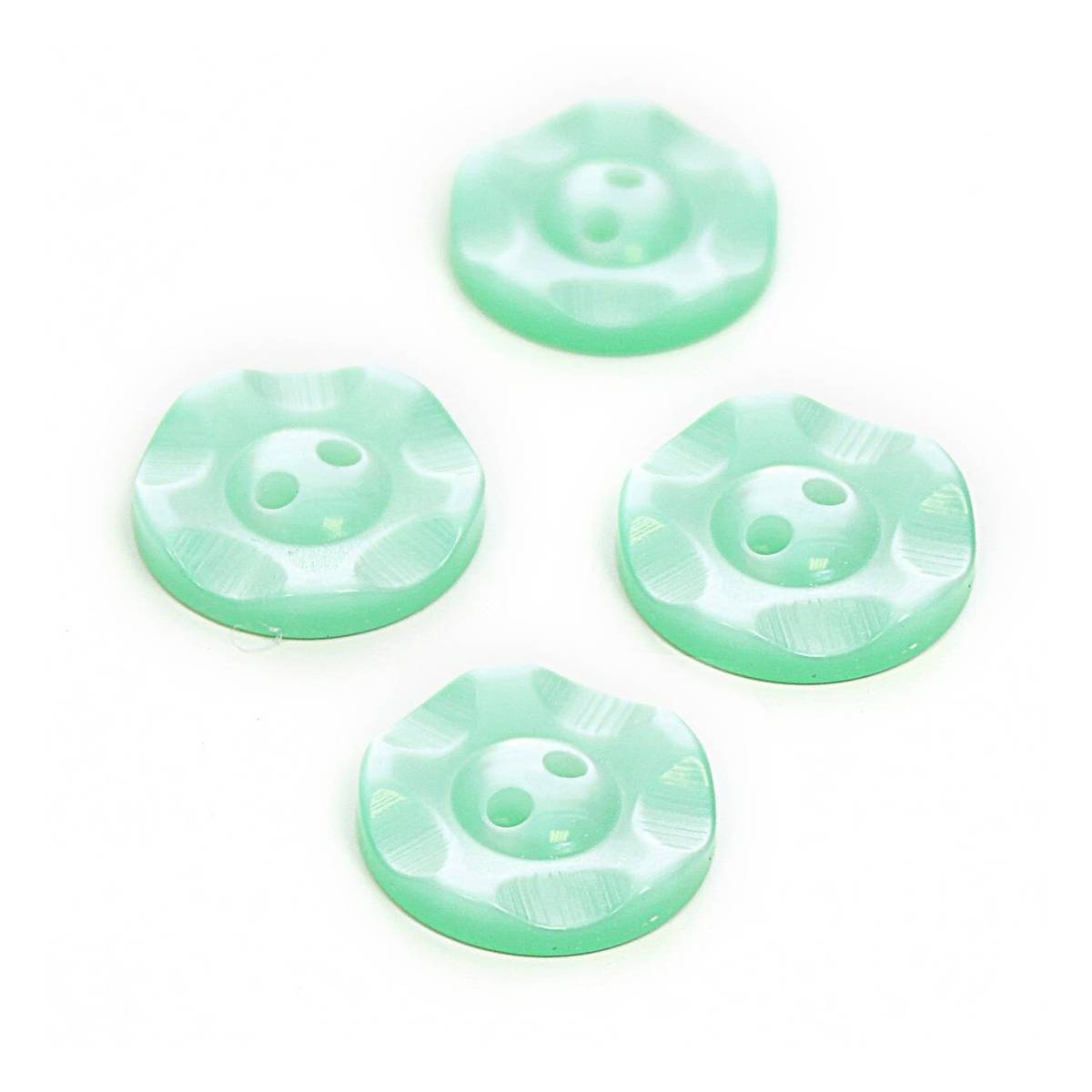 Hemline Light Green Basic Scalloped Edge Button 4 Pack