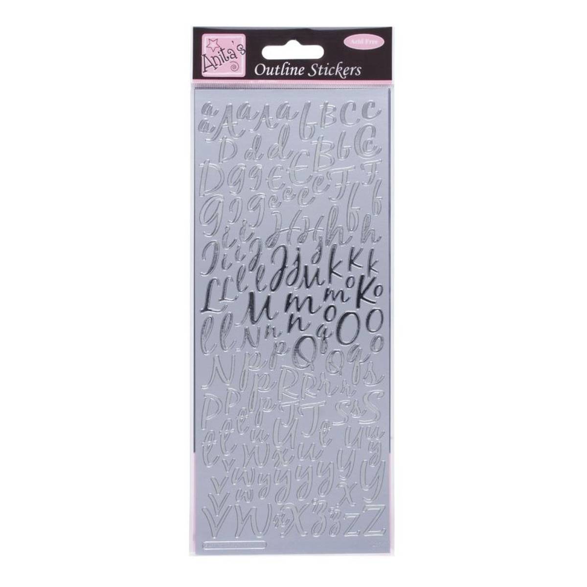 Anita's Silver Modern Alphabet Outline Stickers