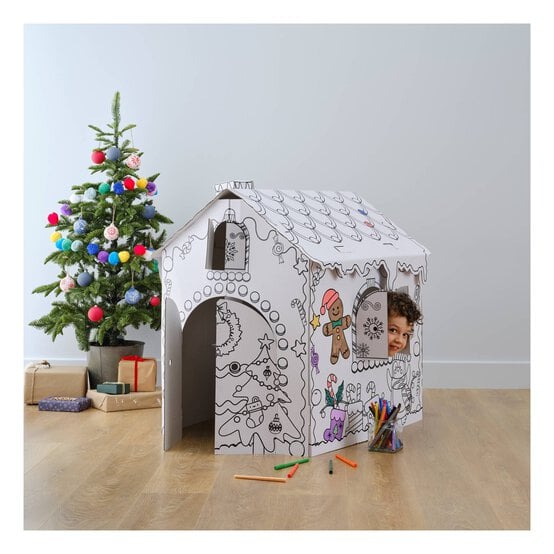 Colour-in Cardboard Gingerbread House
