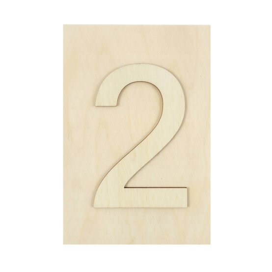 Wooden Number 2 Plaque 10cm x 15cm