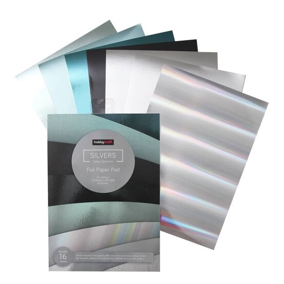 Mixed Silver Foil Paper Pad A4 16 Sheets