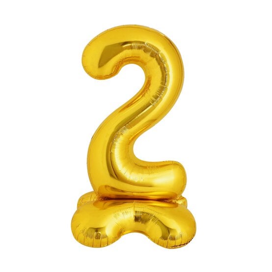 Standing Gold Number 2 Balloon 1m