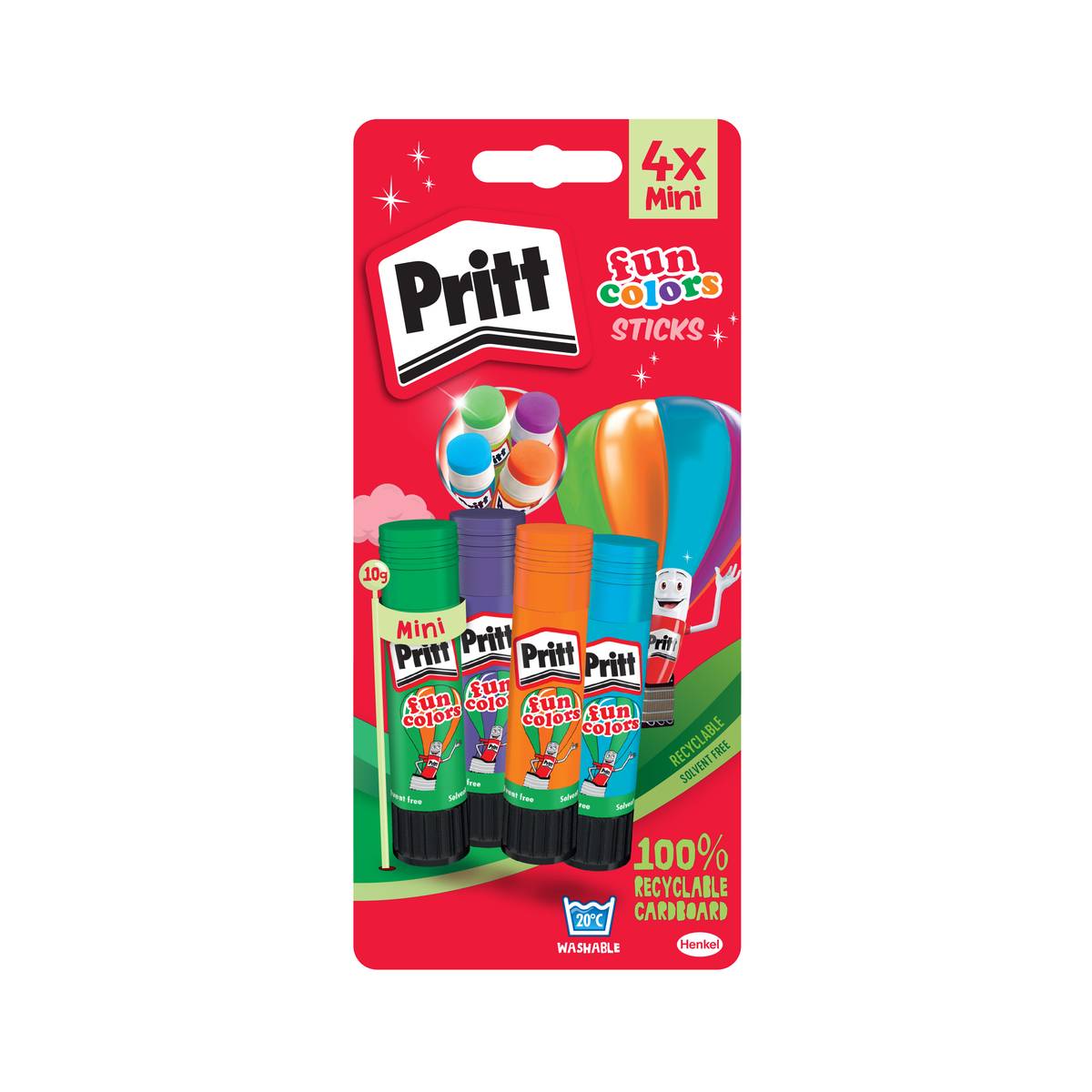 Pritt Fun Colour Glue Sticks 4 Pack