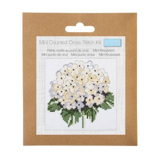 Trimits Hydrangea Counted Cross Stitch Kit 13cm x 13cm