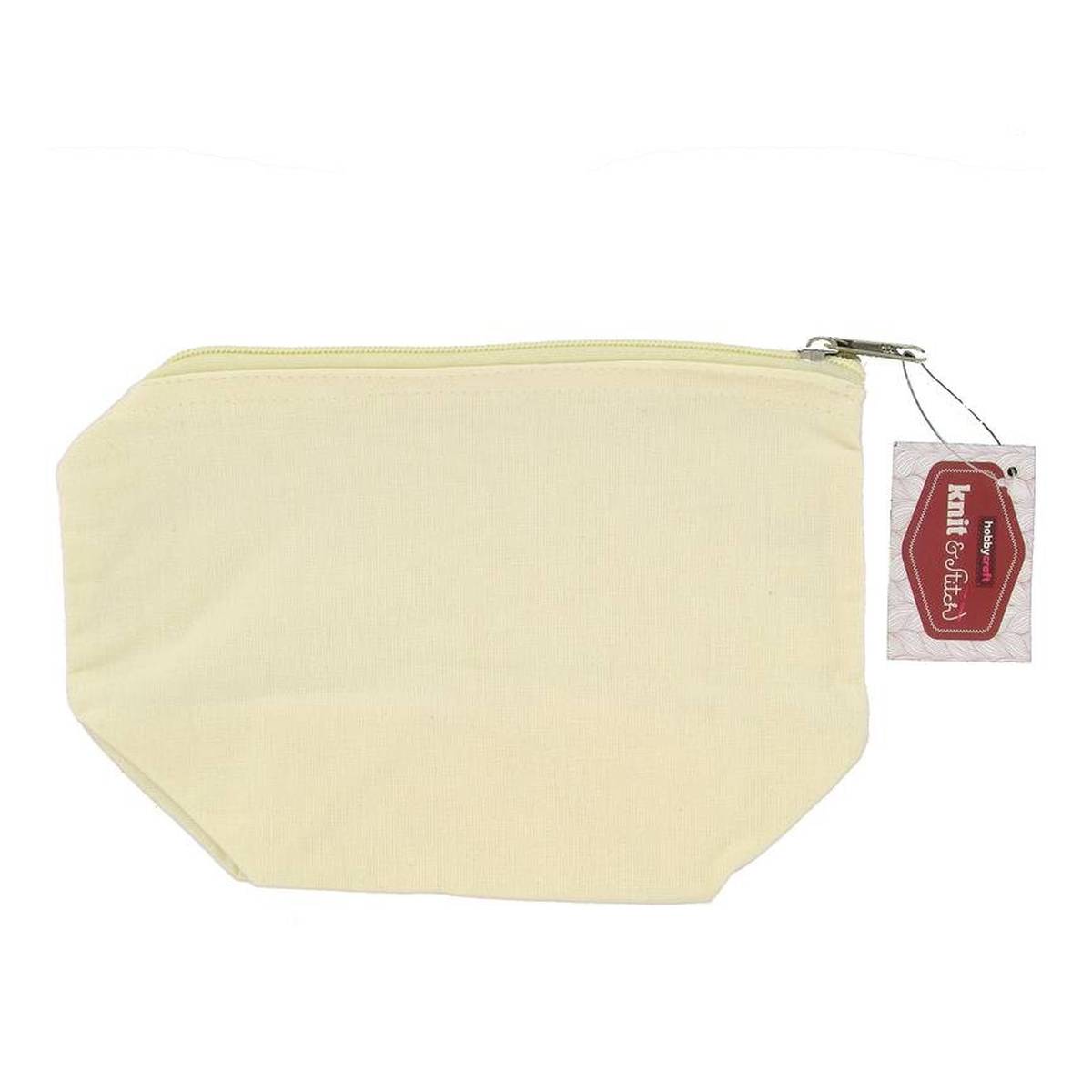 Antique White Cotton Zip Pouch 23cm x 16cm x 8cm