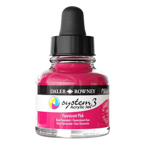 Daler-Rowney System3 Fluorescent Pink Acrylic Ink 29.5ml