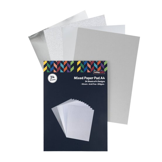Mixed Silver Paper Pad A4 24 Sheets