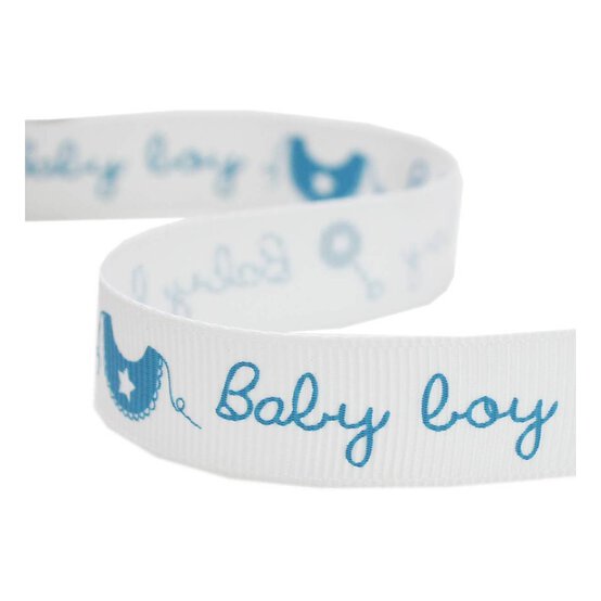 Baby Boy Rattle Grosgrain Ribbon 15mm x 5m