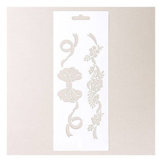 Rose and Bow Stencil 10cm x 25cm