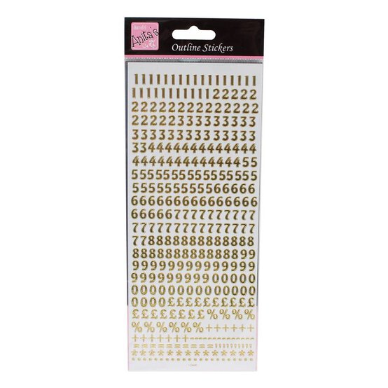 Anita's Small Gold Number Outline Stickers