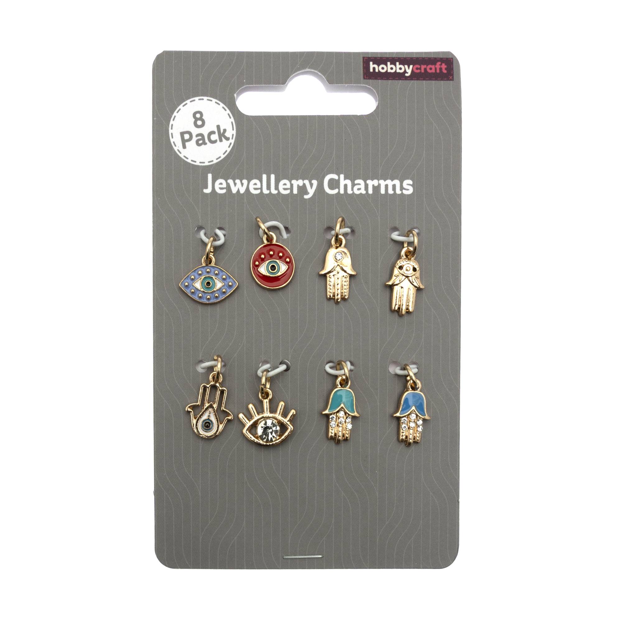 Gold Eye and Hand Jewellery Charms 12 Pack