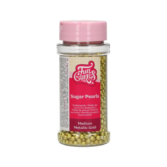 FunCakes Metallic Gold Sugar Pearls 4mm 80g
