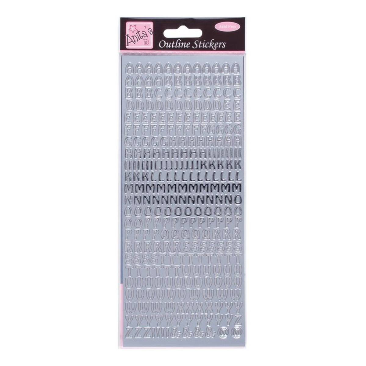 Anita's Silver Uppercase Alphabet Outline Stickers