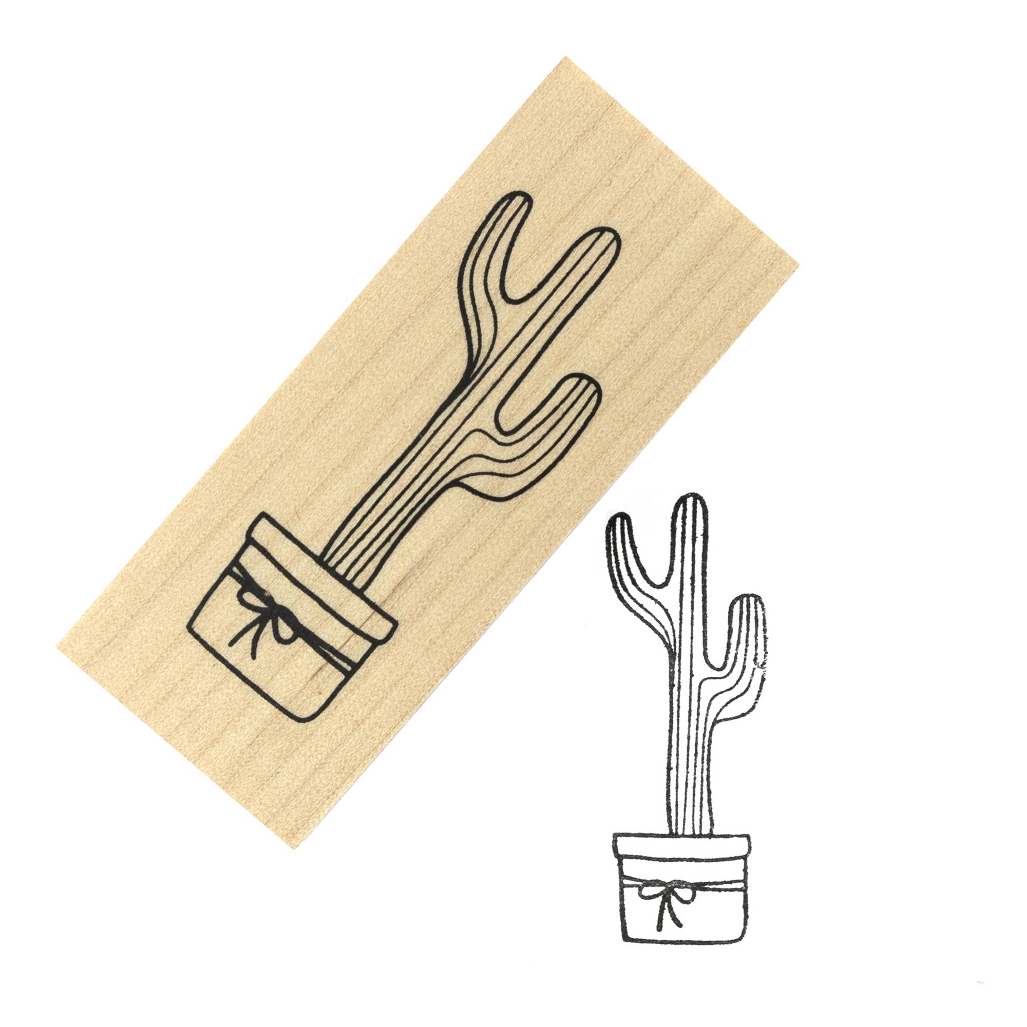 Tall Cactus Wooden Stamp 2.5cm x 6.3cm