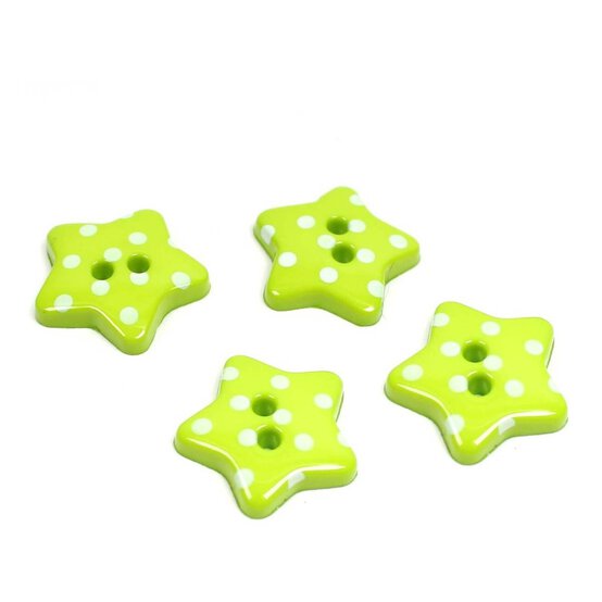 Hemline Green Novetly Star Button 4 Pack