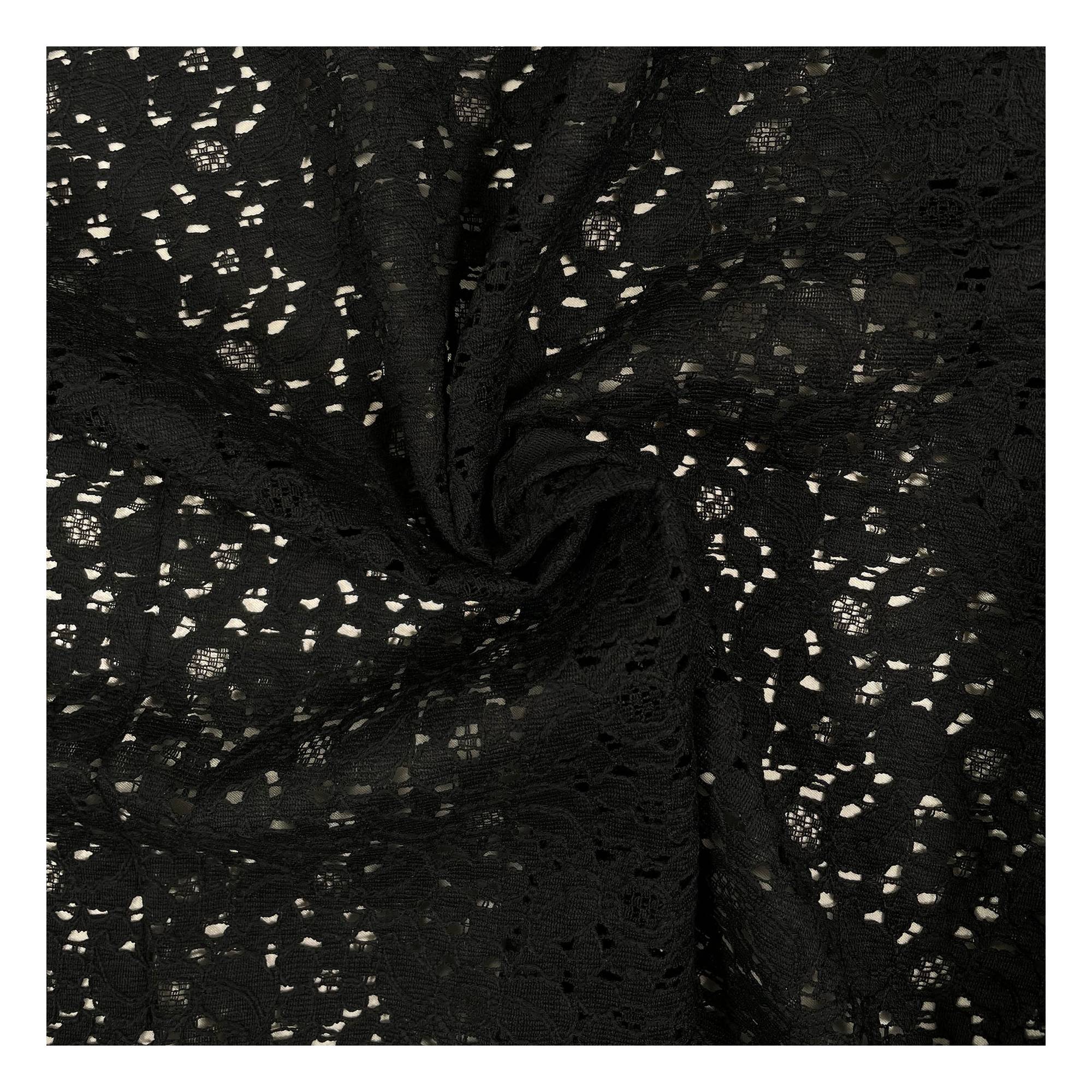 Black Raschel Lace Cotton Lace Fabric by the Metre