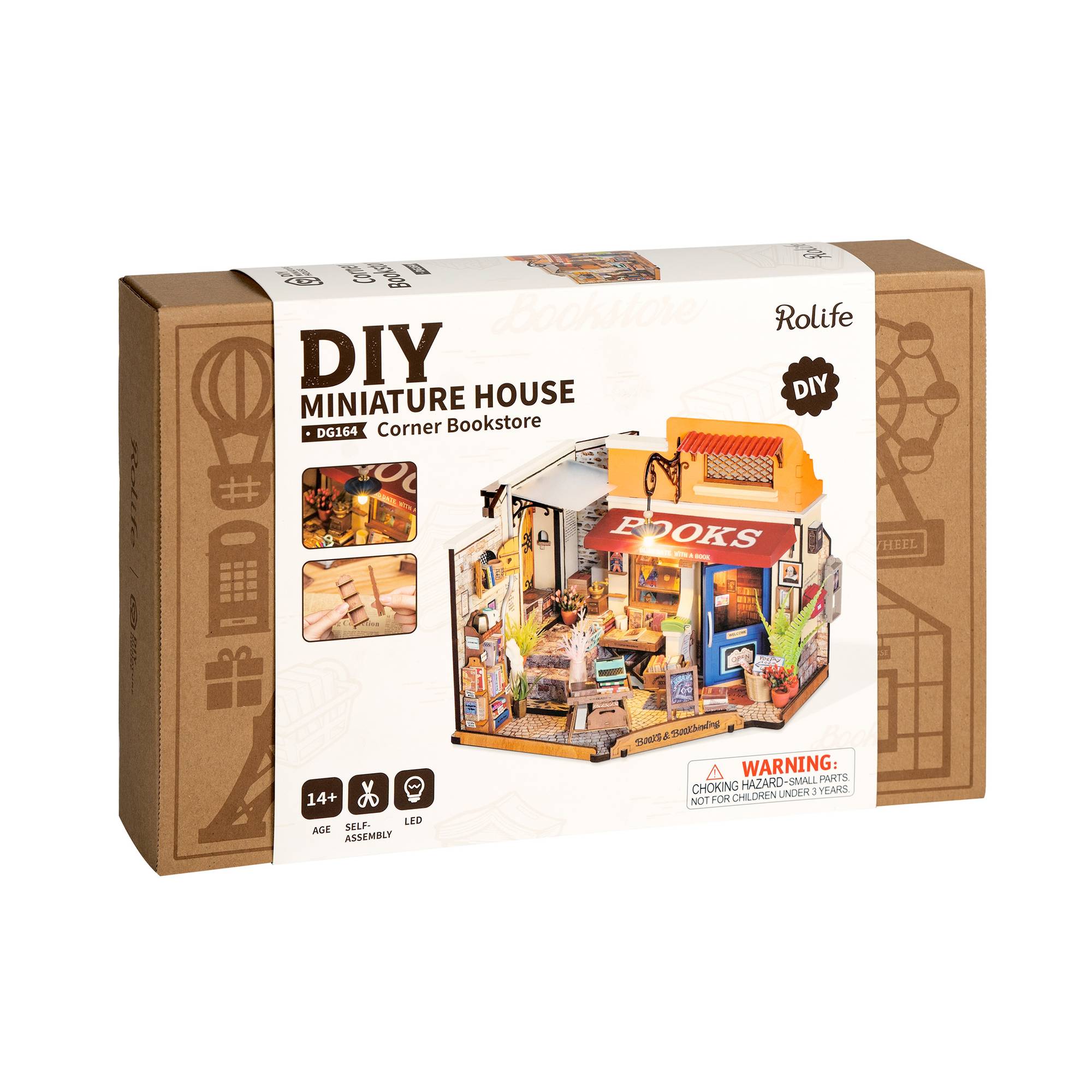 Rolife Corner Bookstore Miniature House Kit