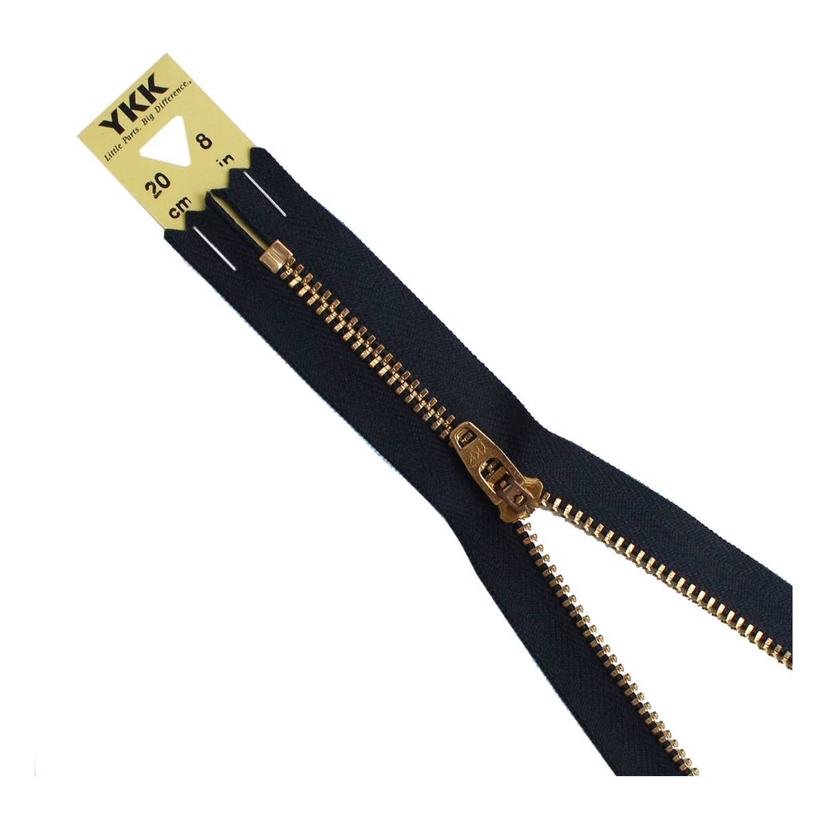 YKK Navy Blue Brass Jeans Zip 20cm