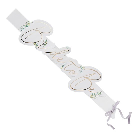 White and Gold Bride to Be Sash