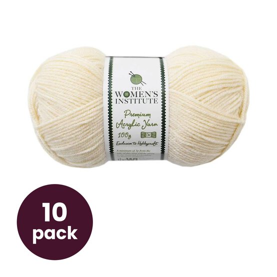 WI Cream Premium Acrylic Yarn 10 Pack Bundle