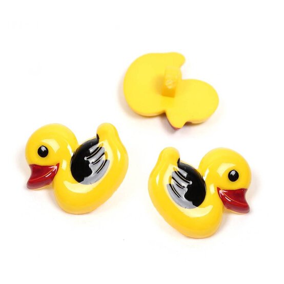 Hemline Yellow Novelty Duck Button 3 Pack