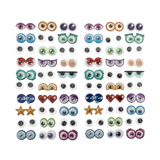 Coloured Craft Eye Puffy Stickers 60 Pairs