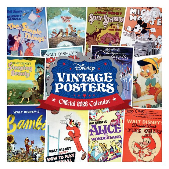 Disney Vintage Posters Wall Calendar 2026