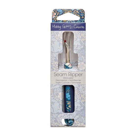 Blue Woodblock Floral Soft Grip Seam Ripper