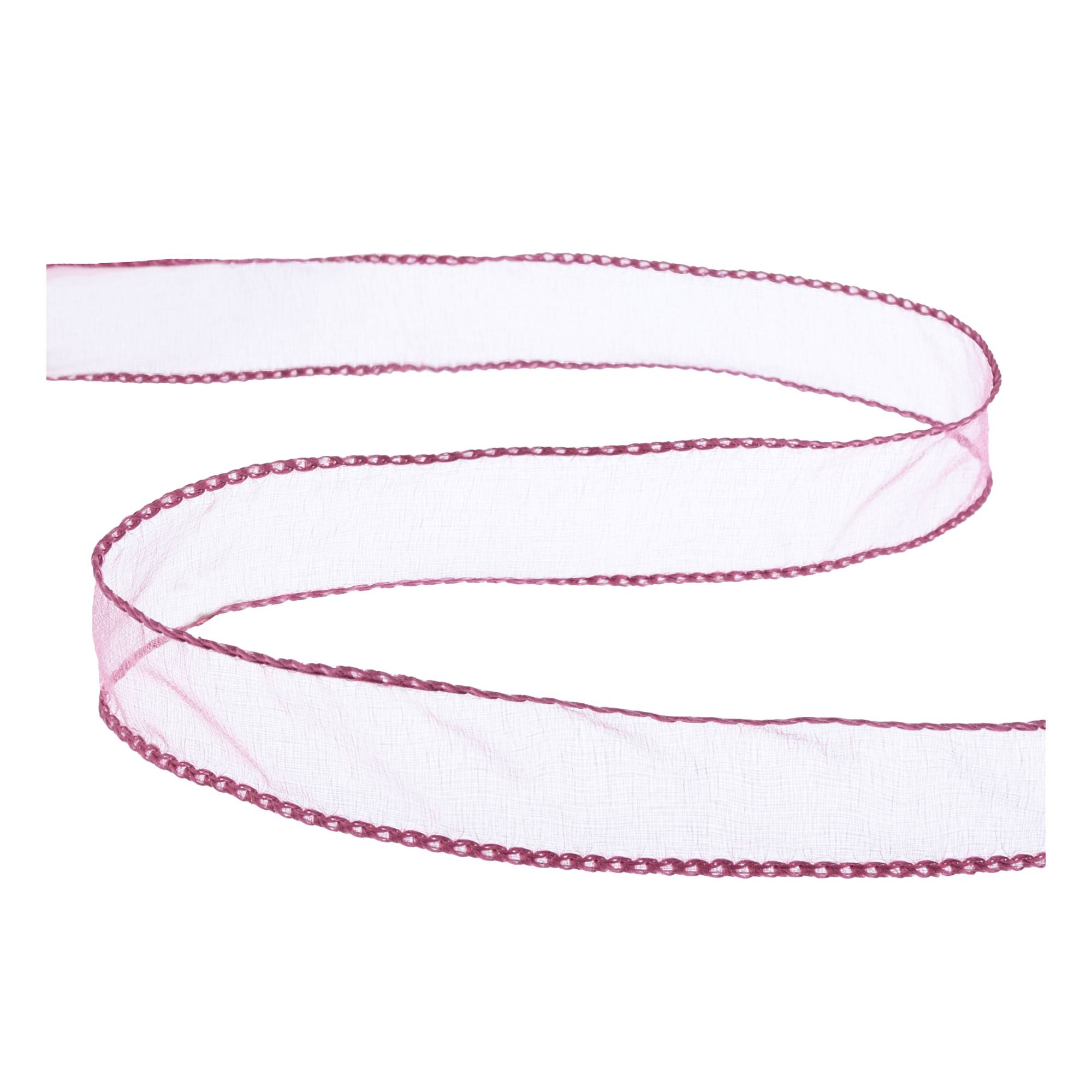 Mid Pink Wire Edge Organza Ribbon 25mm x 3m