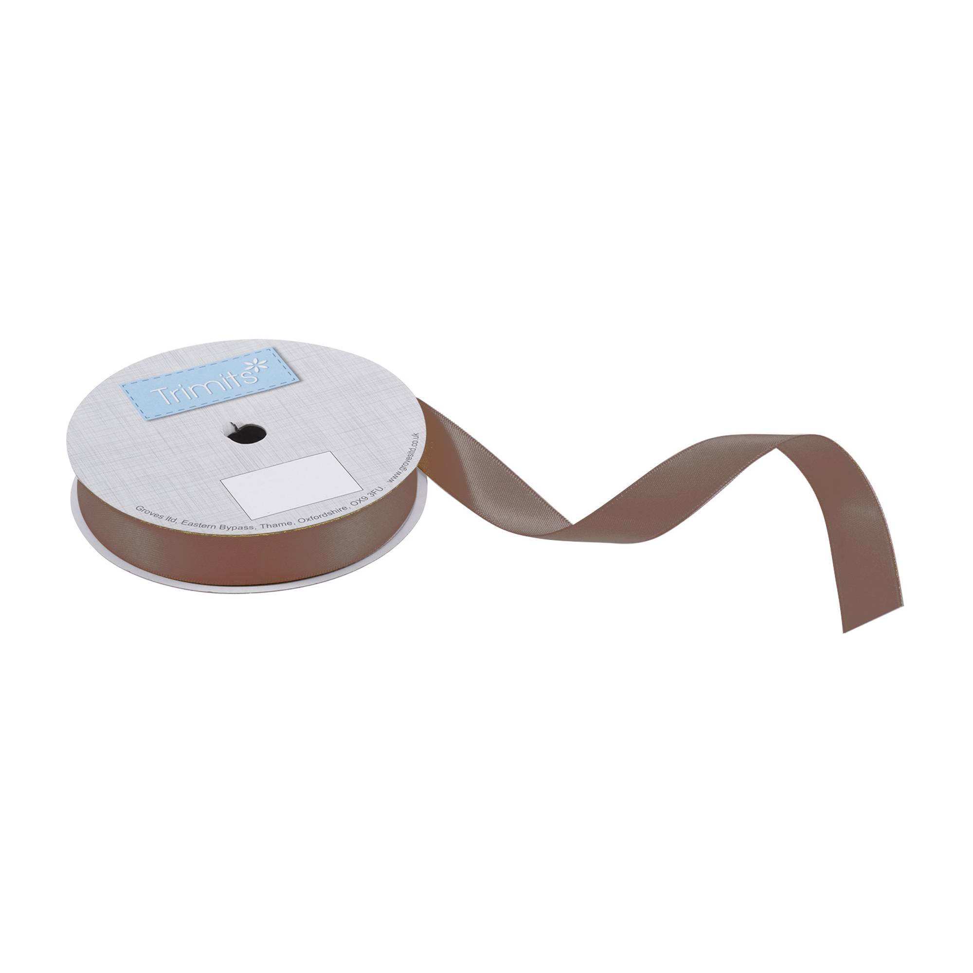 Trimits Brown Double-Faced Satin Ribbon by the Metre 15mm