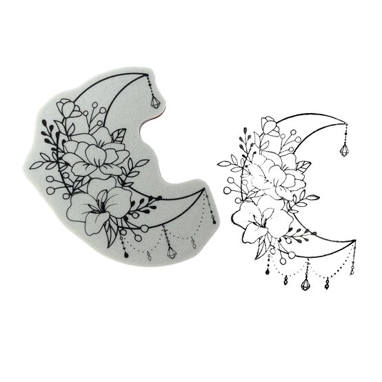 Flower Moon Tattoo Cling Stamp