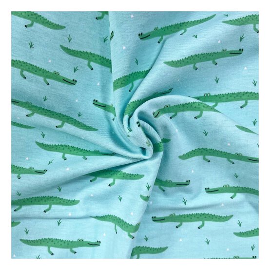 Crocodiles Cotton Spandex Jersey Fabric by the Metre
